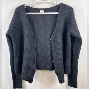 Wilfred Aritzia Alpaca Mohair Wool Cardigan Black Gray Small